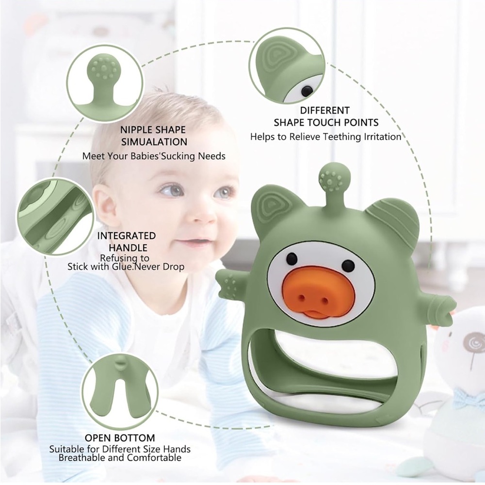 5for$10 Piggy Teething Toys Babies 0-6 Months Silicone Teether Toys Pacifier - Picture 5 of 8